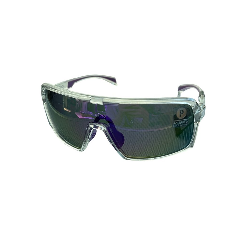 Kreedom Orion Polarized Sunglasses Clear Purple UV Protection Sports Wrap NEW